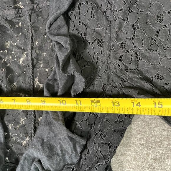 Free People Cardigan Sweater Womens Size 2 Black Lace Sheer Ruched EUC - Picture 4 of 6